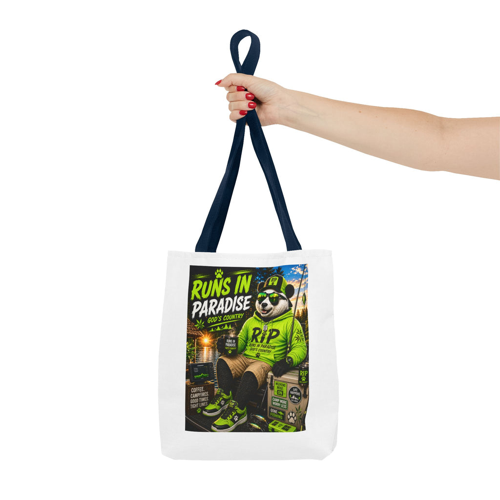 Runs in Paradise Panda Tote Bag — RIP the Panda Bear