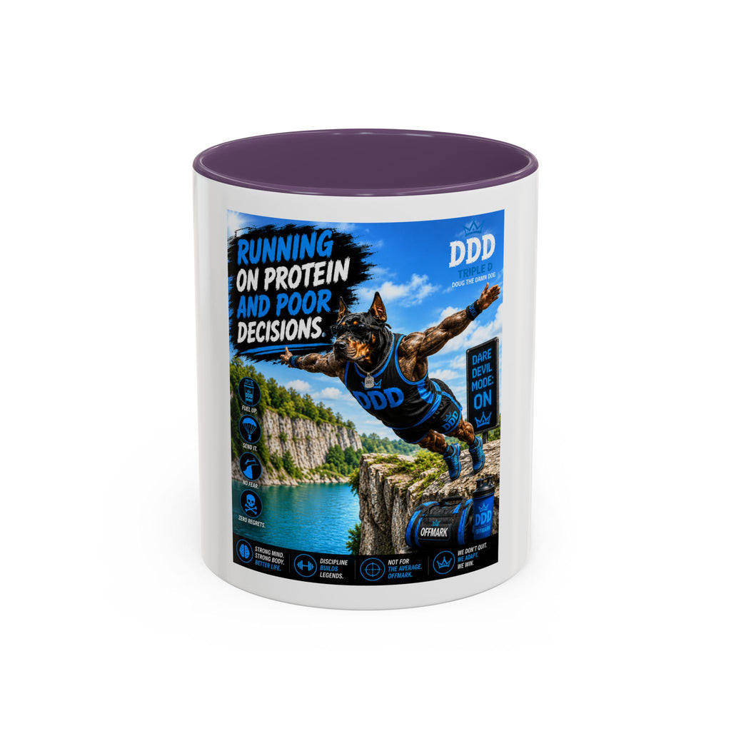 DDD (Doug the Damn Dog) "Running on Protein" Coffee Mug