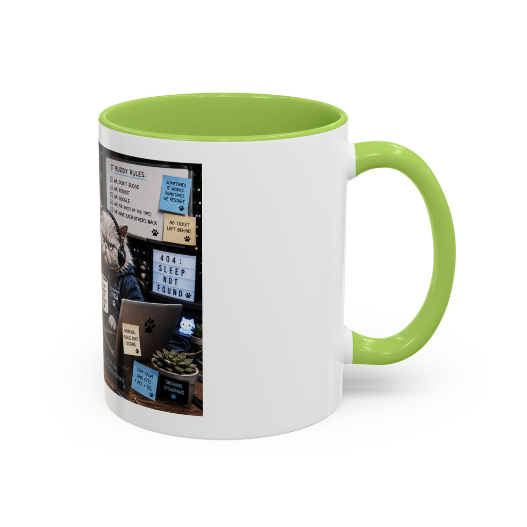 IT Survival Coffee Mug — Funny Cat IT Support Desk Ceramic Accent Mug (11/15oz)