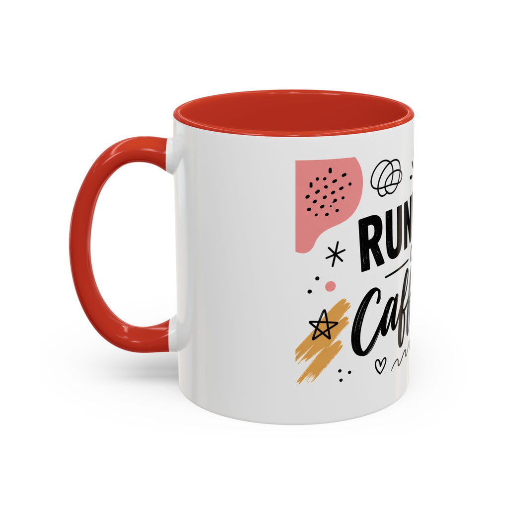 Running on Caffeine Coffee Mug — Funny Inspirational Accent Mug for Coffee Lovers (11/15oz)