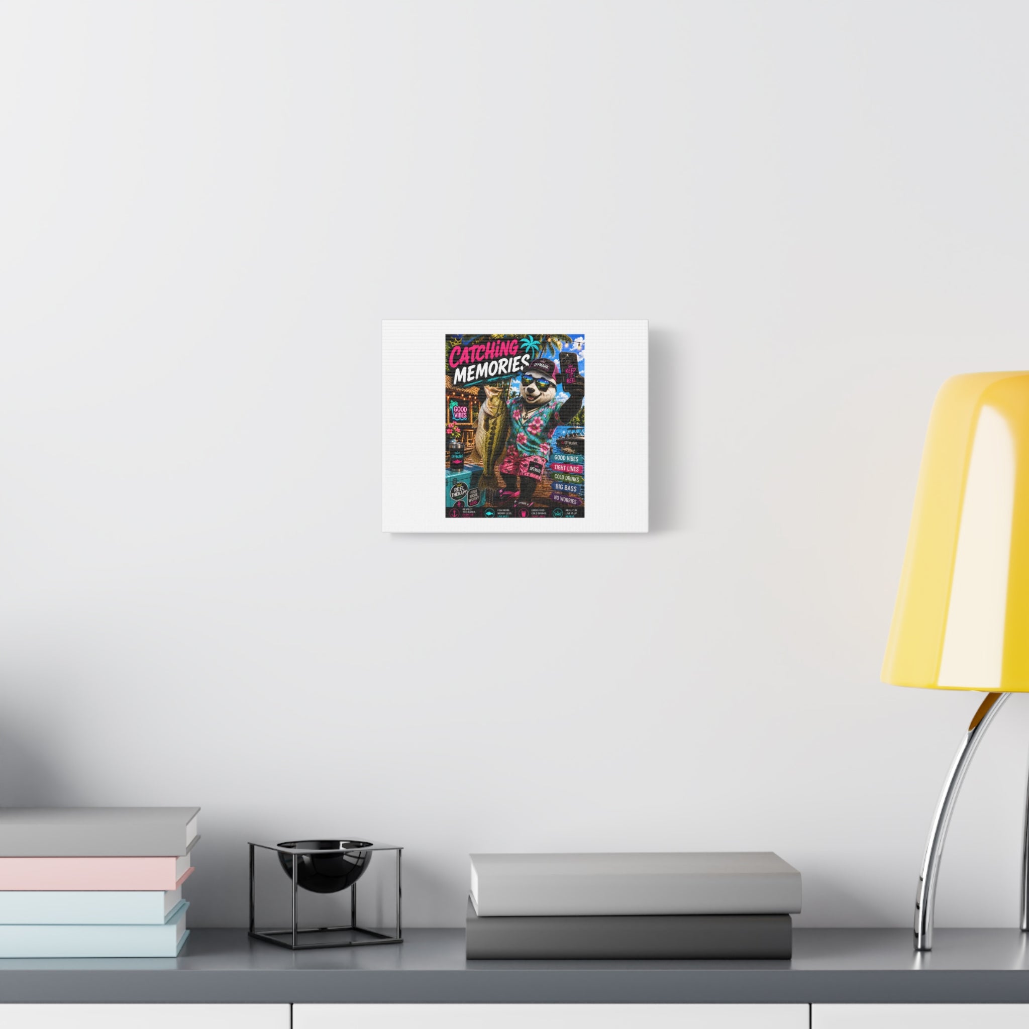 RIP the Panda Bear "Catching Memories" Fishing Canvas Wall Art