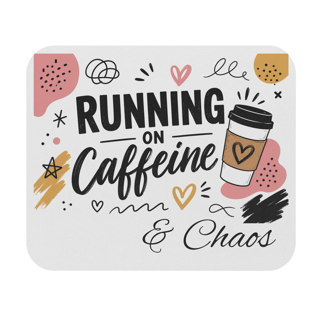 Mouse Pad — "Running on Caffeine & Chaos" Desk Mat for Coffee Lovers