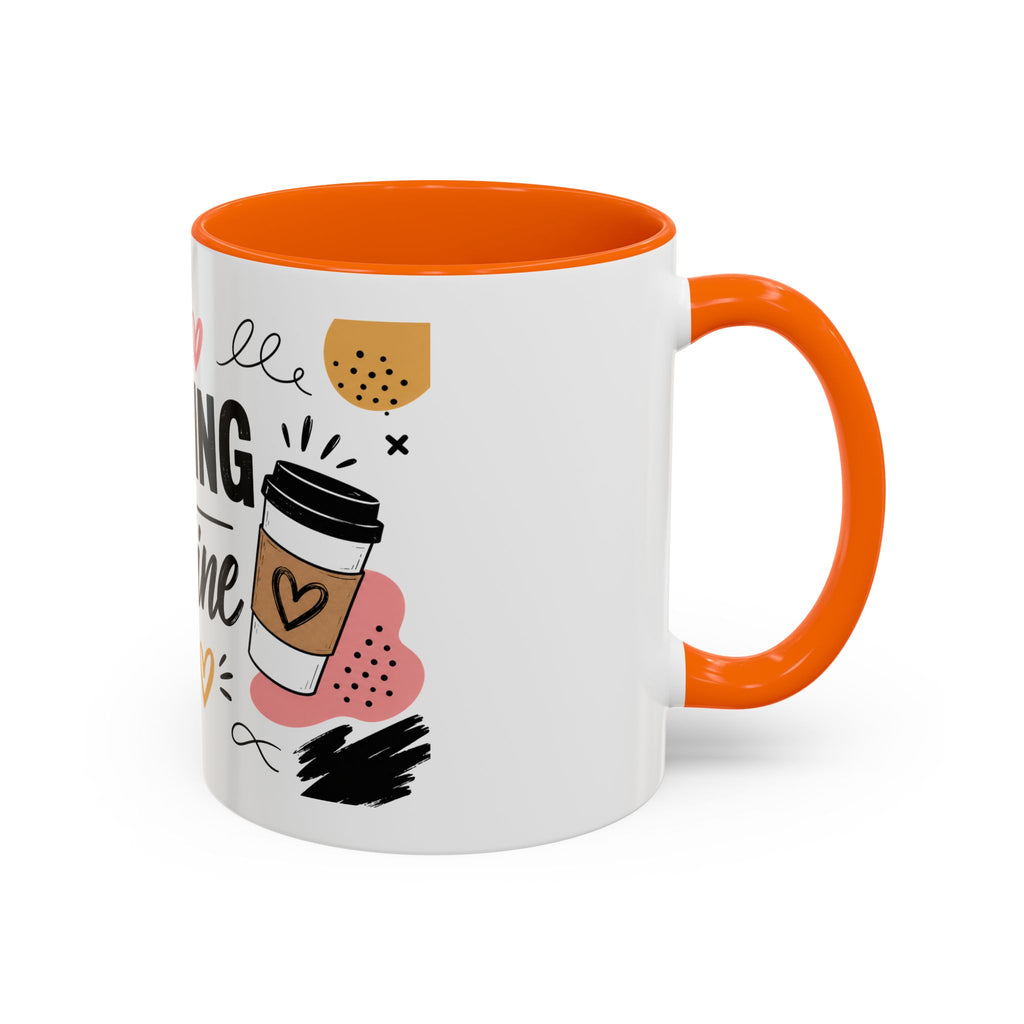 Running on Caffeine Coffee Mug — Funny Inspirational Accent Mug for Coffee Lovers (11/15oz)