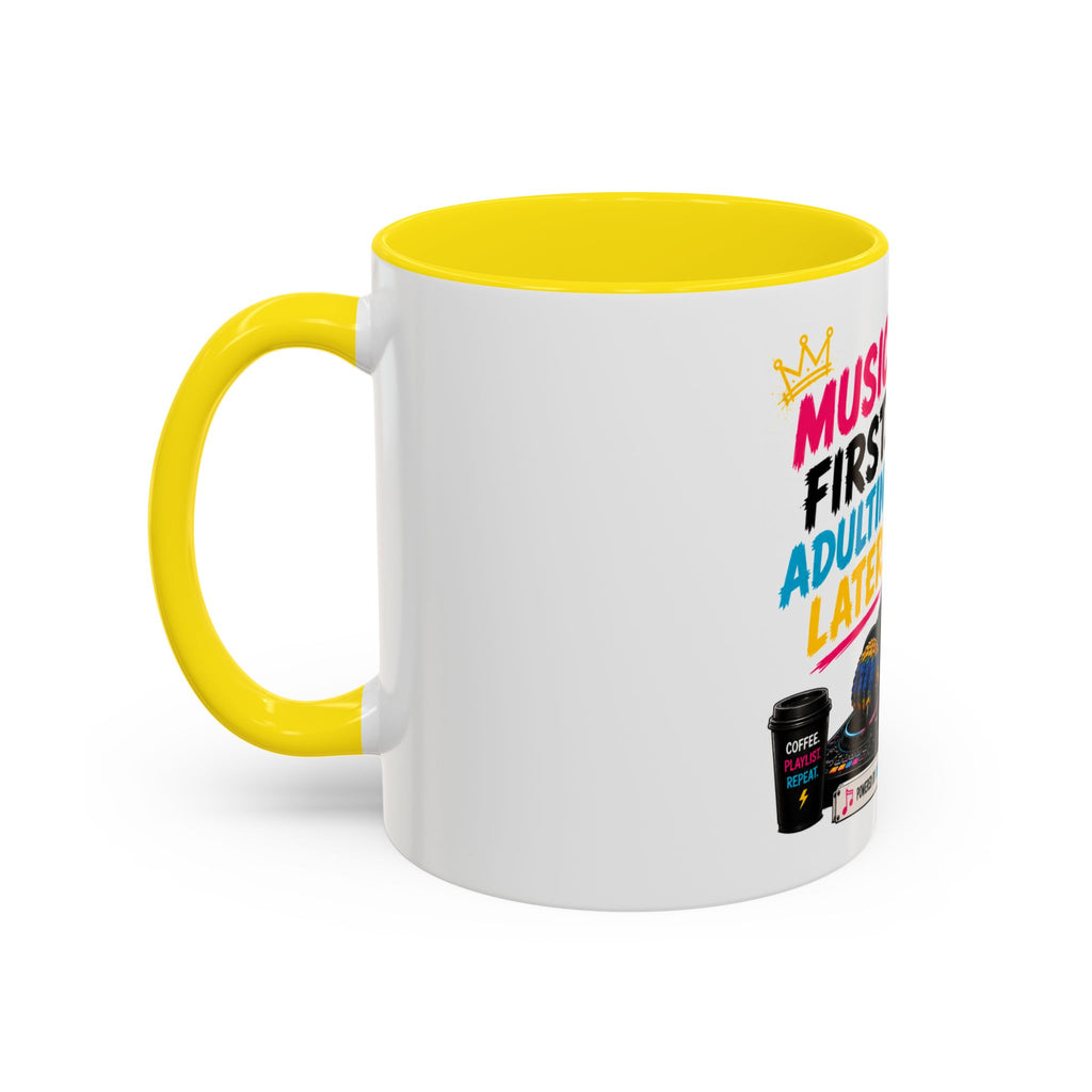 “Music First. Adulting Later.” Accent Mug for DJs & Music Lovers-Remix the Parrot