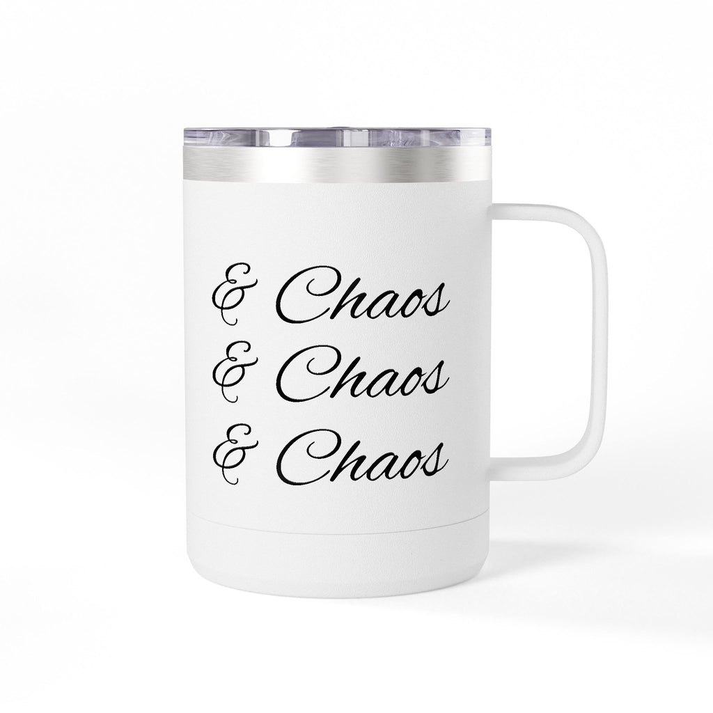 15oz Coffee Tumbler Mug — Cute Cat Coffee Design ("Morning and Cuddles")