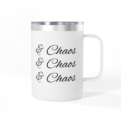 15oz Coffee Tumbler Mug — Cute Cat Coffee Design ("Morning and Cuddles")