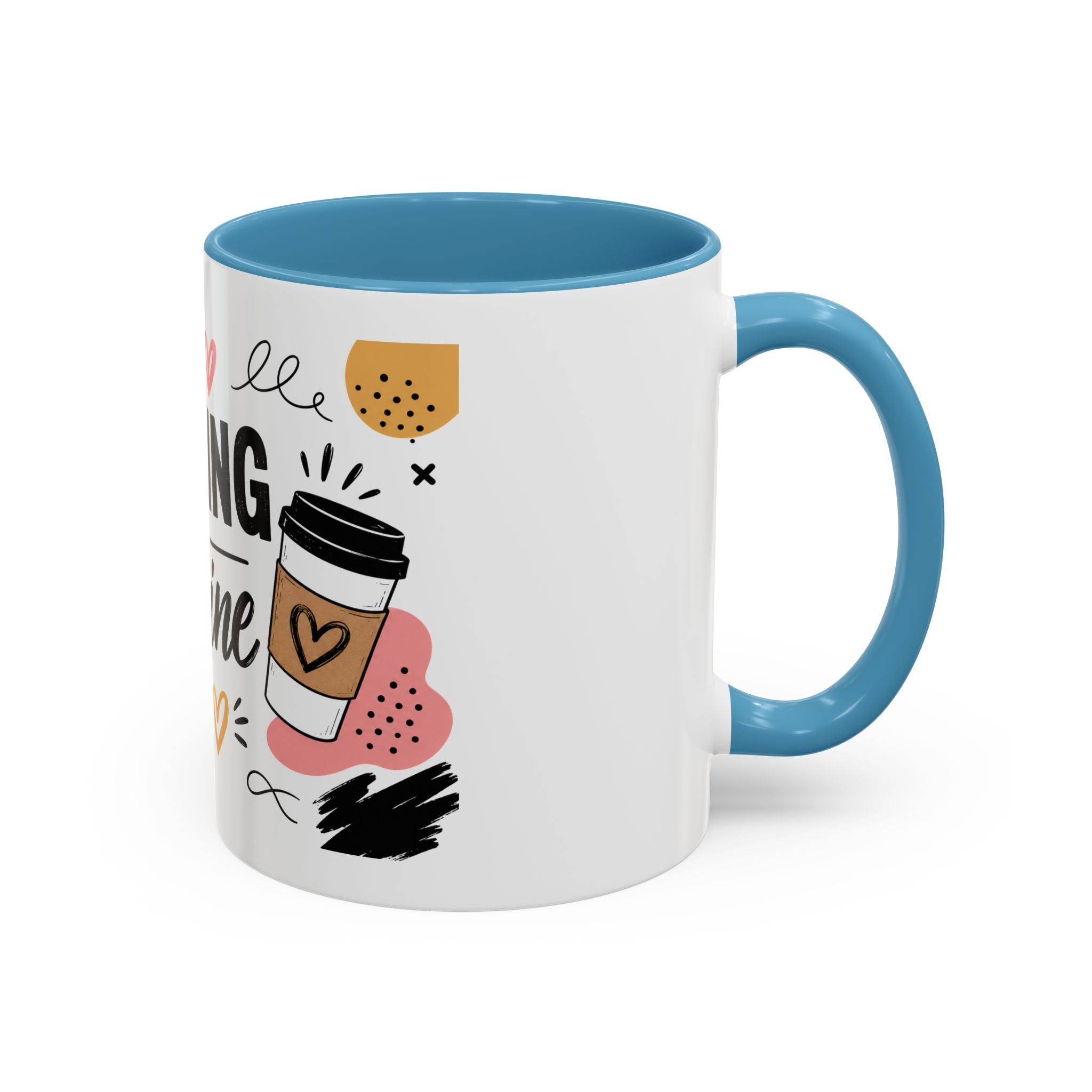 Running on Caffeine Coffee Mug — Funny Inspirational Accent Mug for Coffee Lovers (11/15oz)