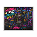 Music First, Adulting Later Canvas Wall Art — Colorful DJ Parrot Remix Print