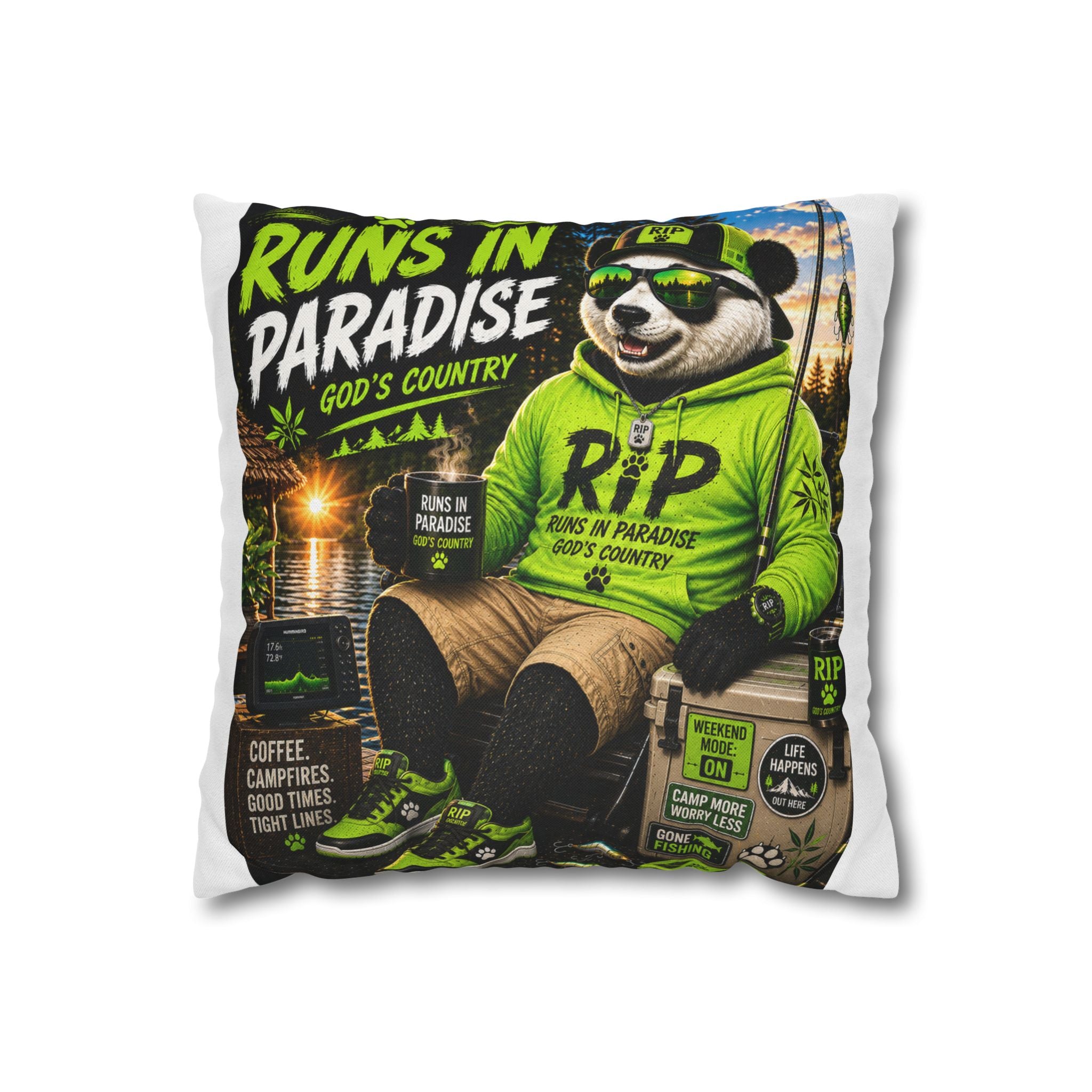 'Runs in Paradise -Decorative Pillowcase — RIP the Panda Bear