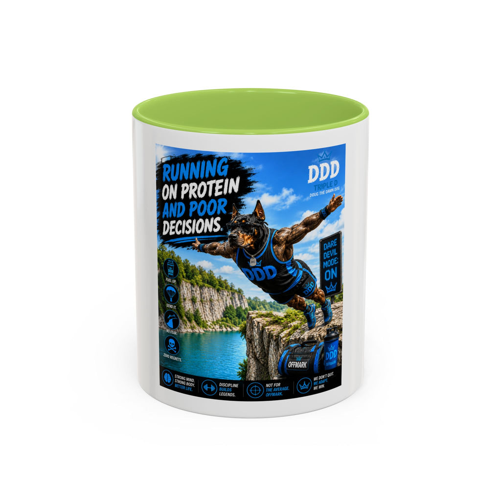 DDD (Doug the Damn Dog) "Running on Protein" Coffee Mug