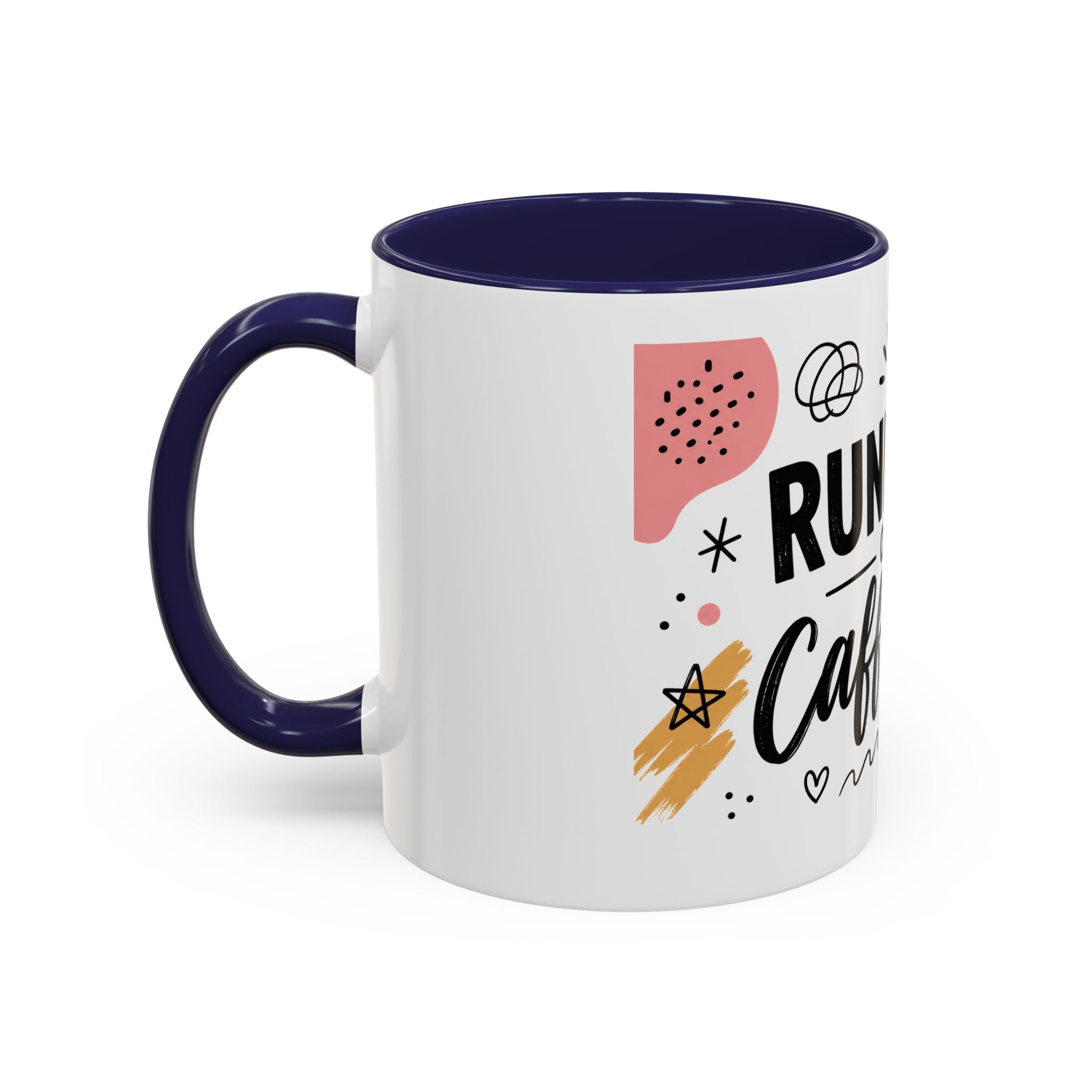 Running on Caffeine Coffee Mug — Funny Inspirational Accent Mug for Coffee Lovers (11/15oz)