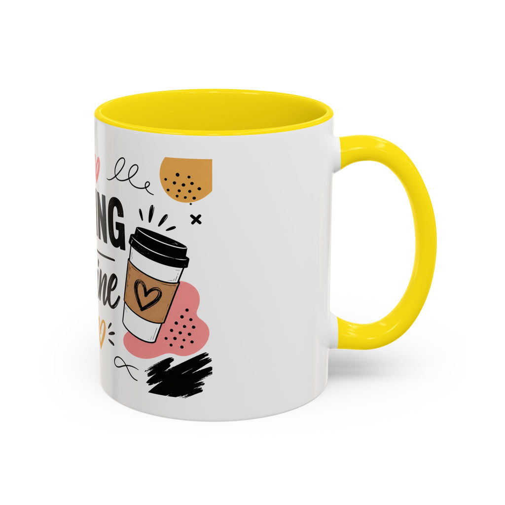Running on Caffeine Coffee Mug — Funny Inspirational Accent Mug for Coffee Lovers (11/15oz)