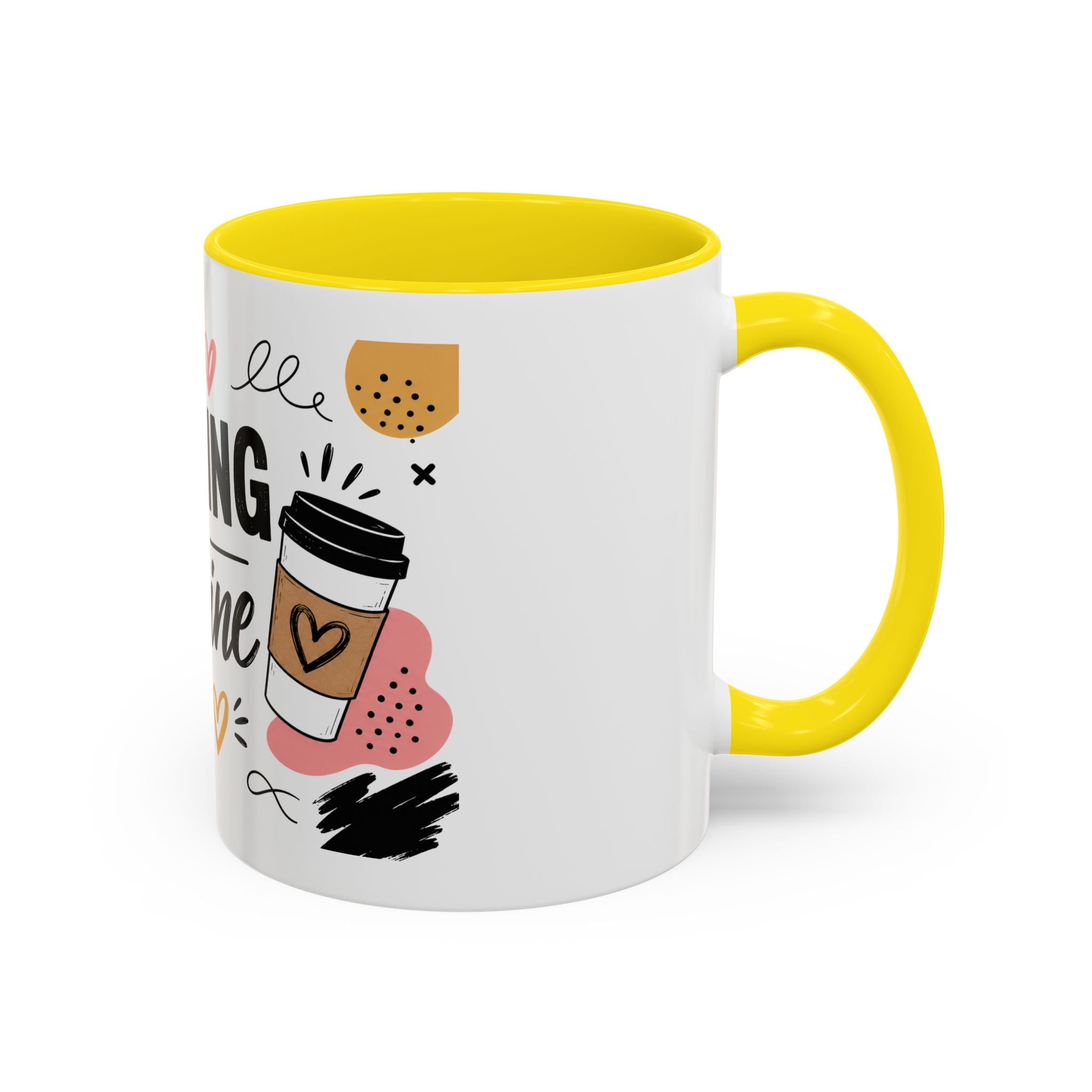 Running on Caffeine Coffee Mug — Funny Inspirational Accent Mug for Coffee Lovers (11/15oz)