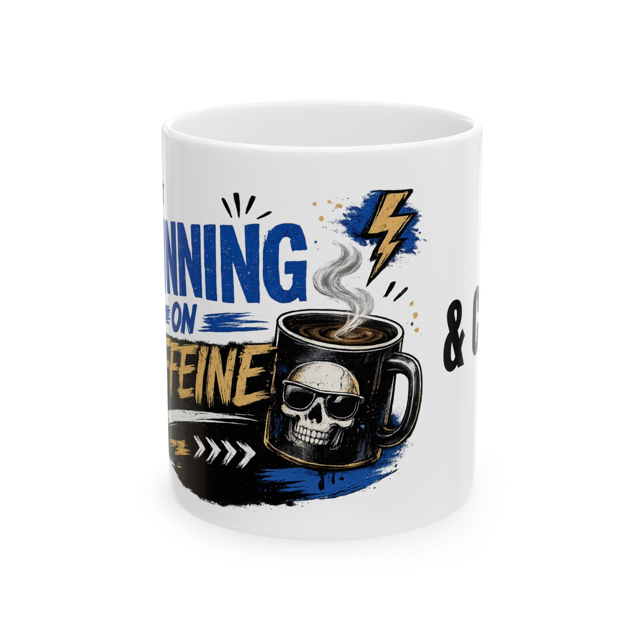 Coffee Mug - "Running on Caffeine & Chaos" Skull Design
