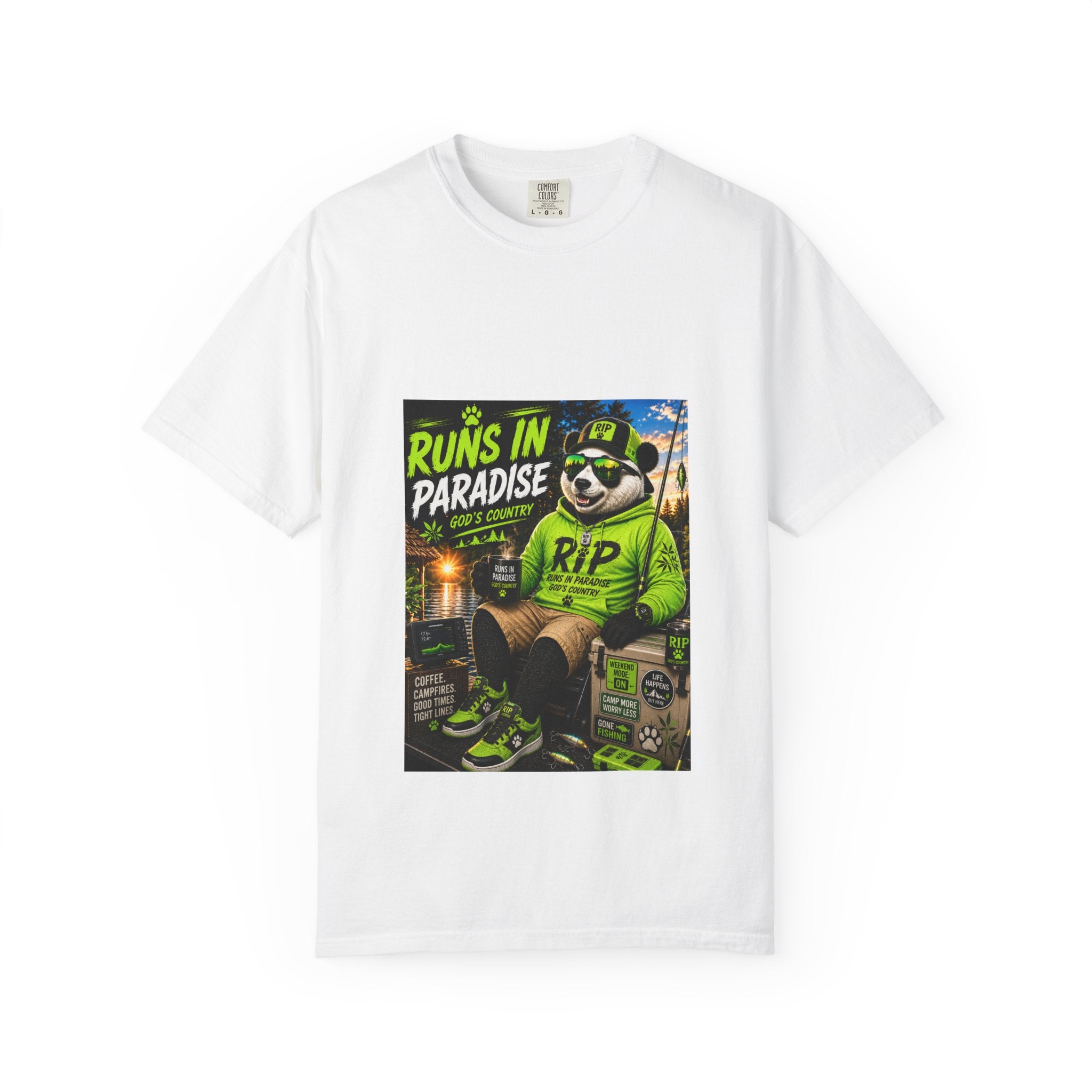 "Runs in Paradise" Graphic T-Shirt — RIP the Panda Bear