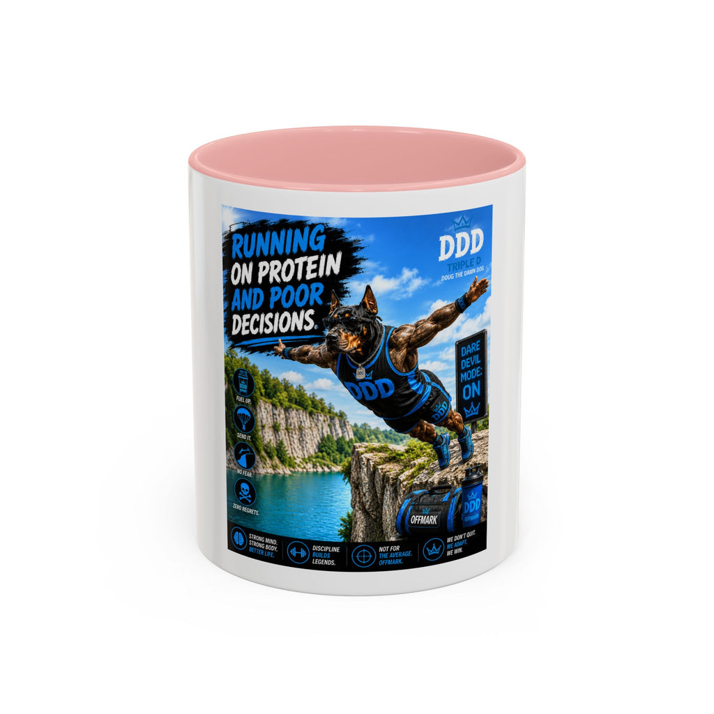 DDD (Doug the Damn Dog) "Running on Protein" Coffee Mug