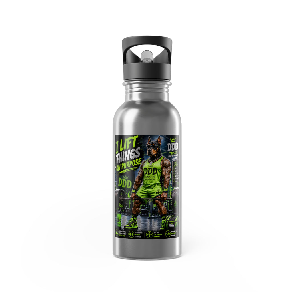 DDD (Doug the Damn Dog) "I Lift Things For A Purpose" Water bottle