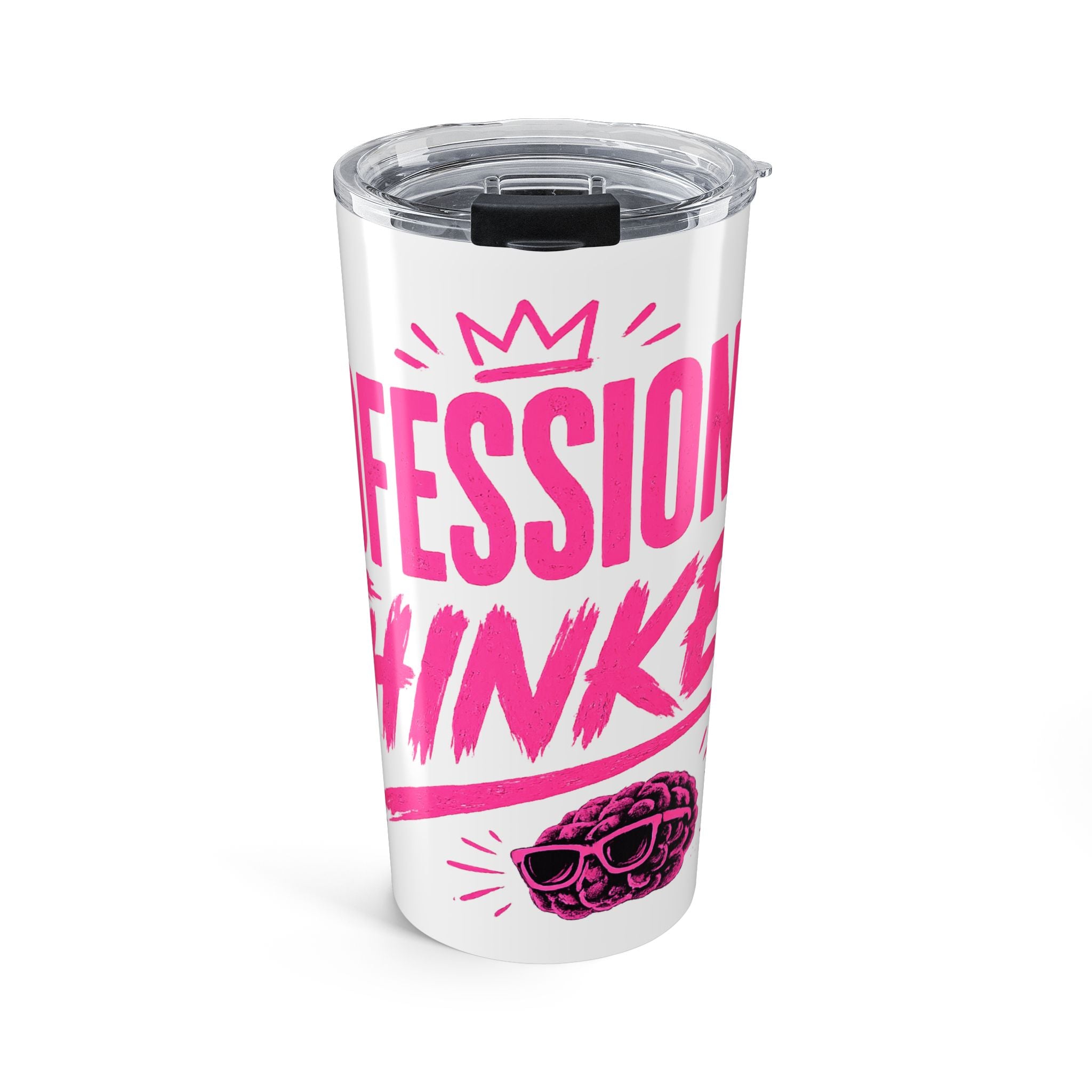 20oz Tumbler — "Professional Thinker" Pink Brain Travel Mug