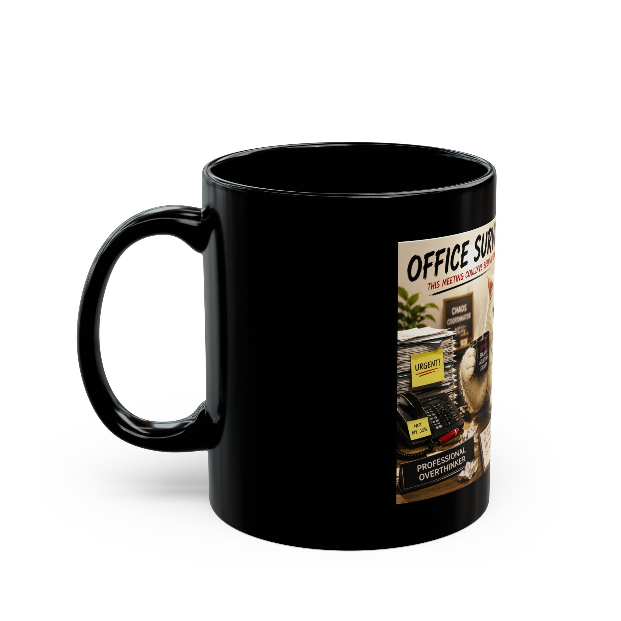 Murphy Office Survival Mug — Funny Cat Desk Coffee Cup (11oz, 15oz)
