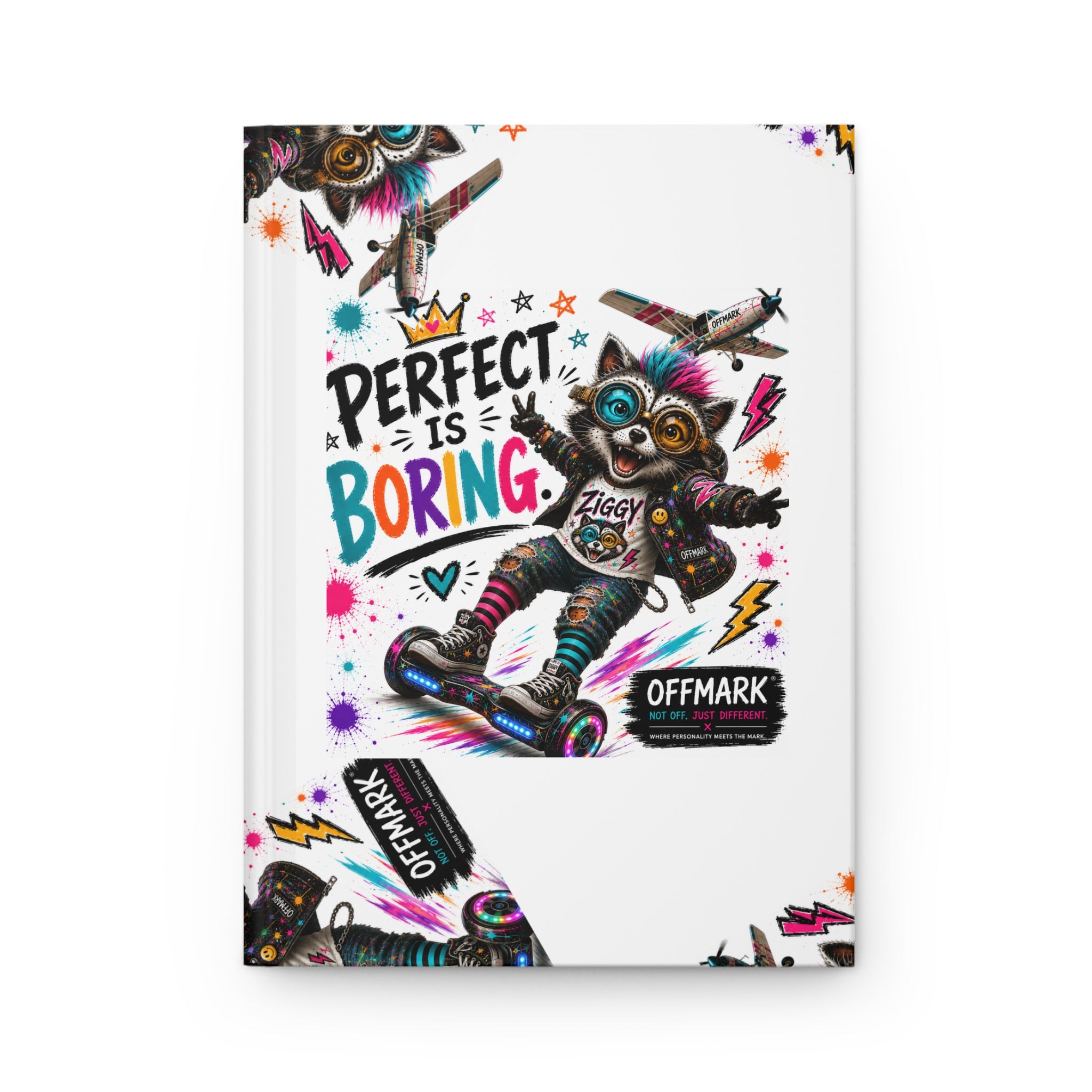 'Perfect Is Boring' Hardcover Journal - Ziggy the Raccoon