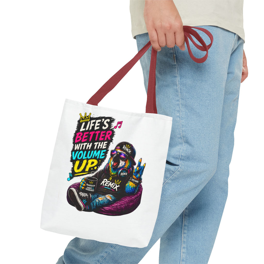 Remix the Parrot "Life is better with the volume up"  Tote