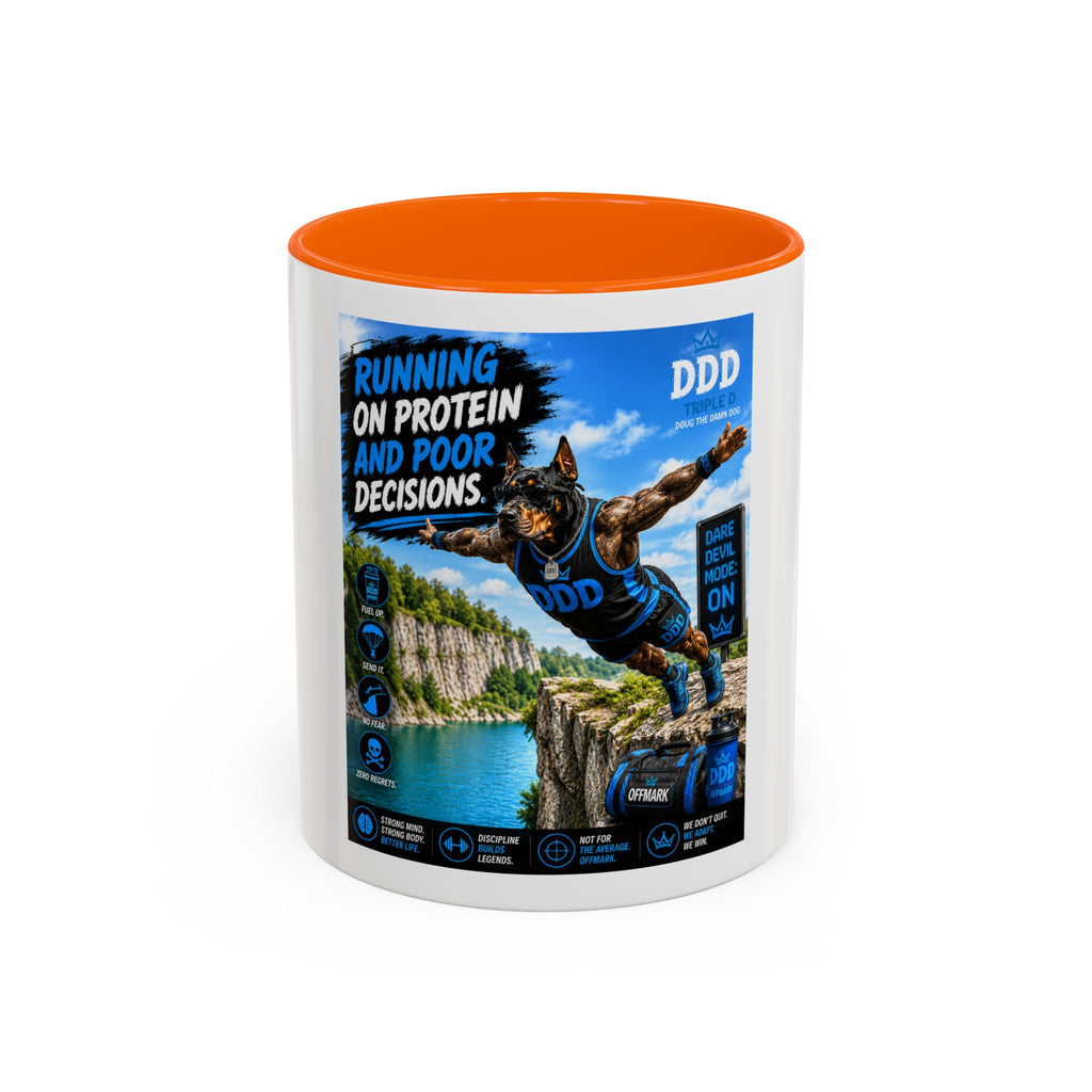 DDD (Doug the Damn Dog) "Running on Protein" Coffee Mug