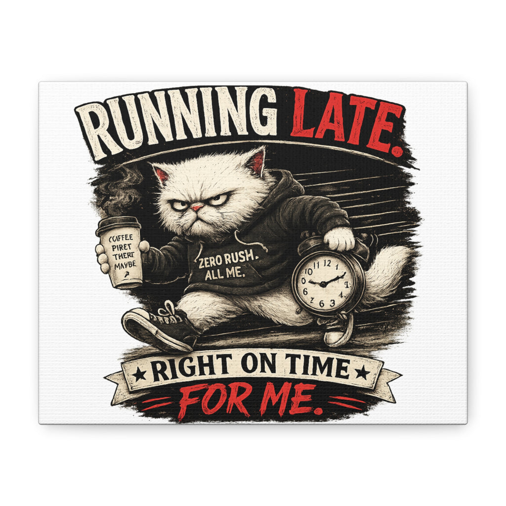 Running Late "Right On Time For Me"-Canvas-Murphy the Cat