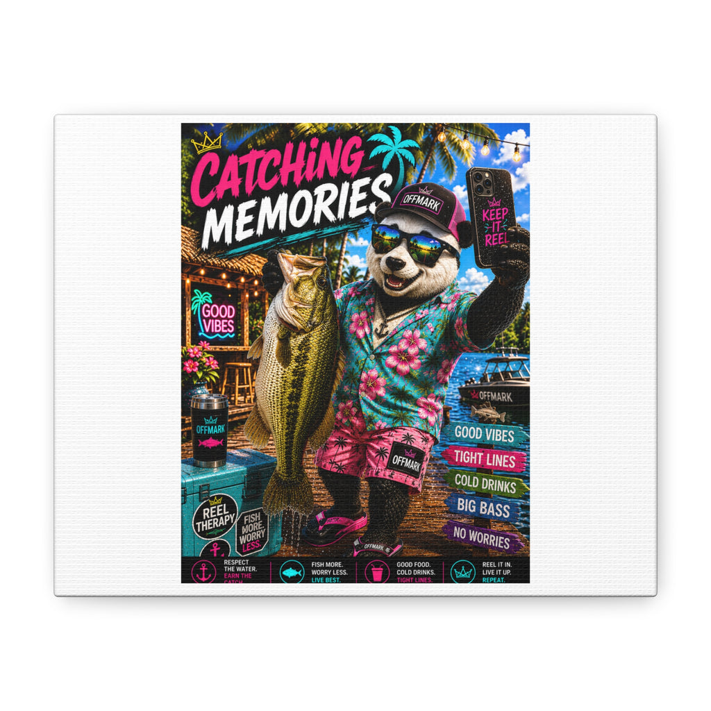 "Catching Memories" Fishing Canvas Wall Art — RIP the Panda Bear