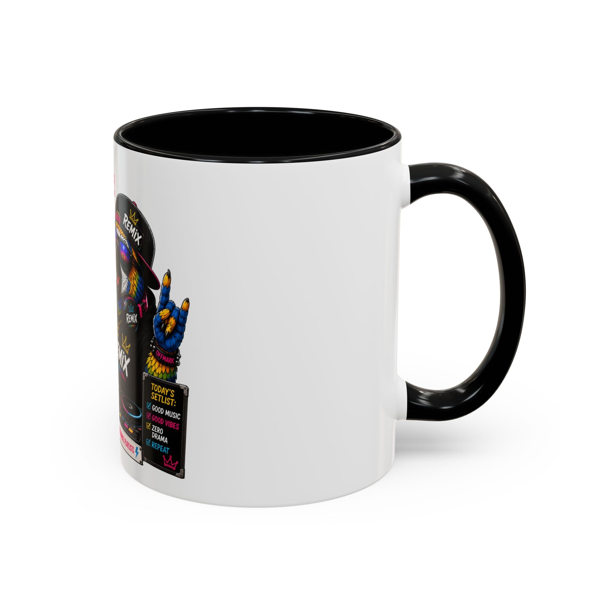 “Music First. Adulting Later.” Accent Mug for DJs & Music Lovers-Remix the Parrot