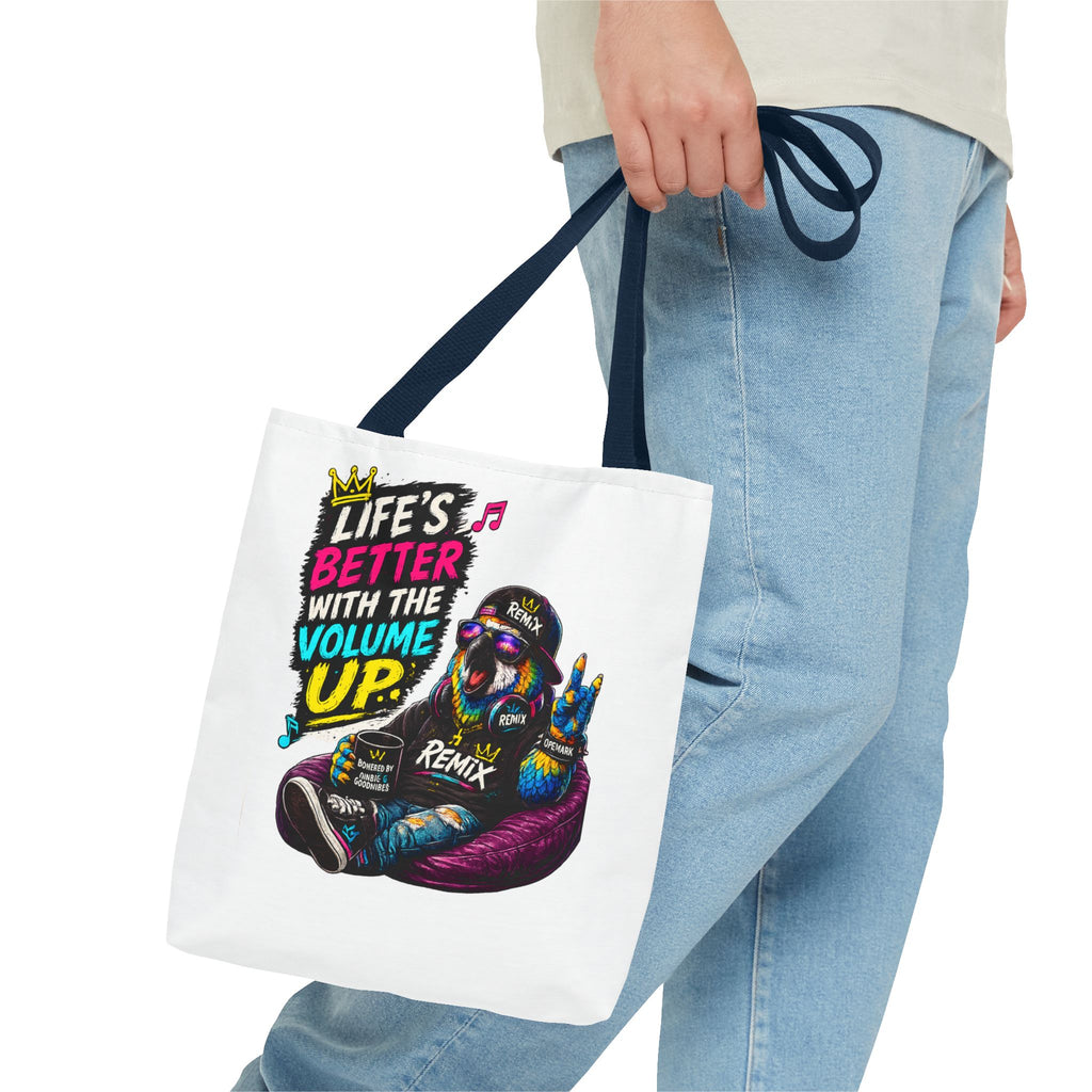 Remix the Parrot "Life is better with the volume up"  Tote
