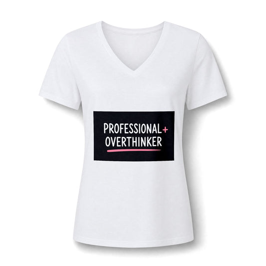 Professional Overthinker V-Neck Tee — Funny Women’s Graphic T-Shirt