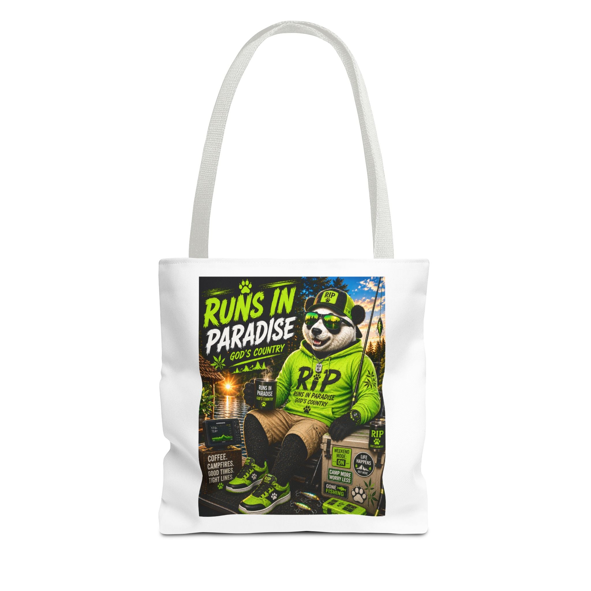 Runs in Paradise Panda Tote Bag — RIP the Panda Bear
