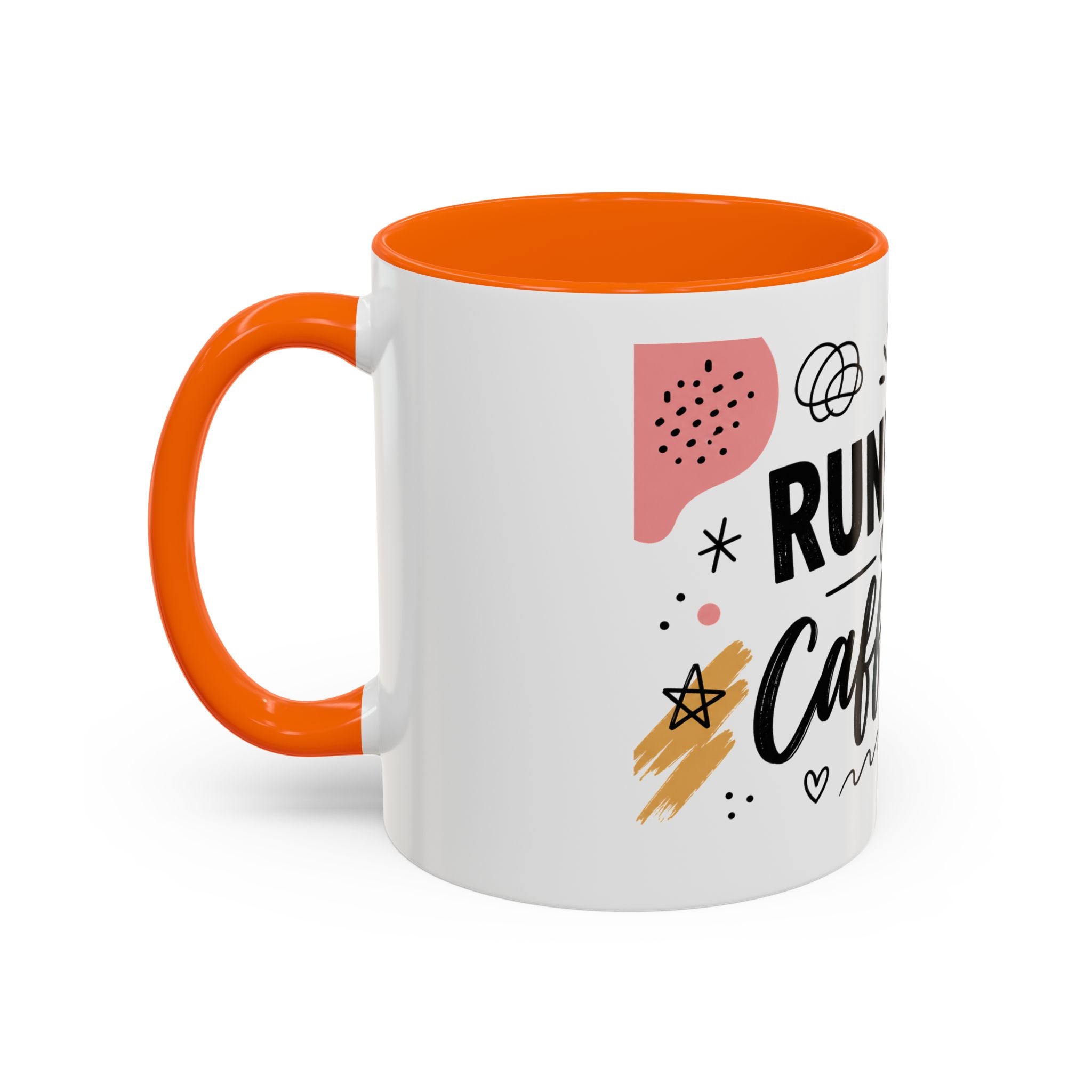 Running on Caffeine Coffee Mug — Funny Inspirational Accent Mug for Coffee Lovers (11/15oz)