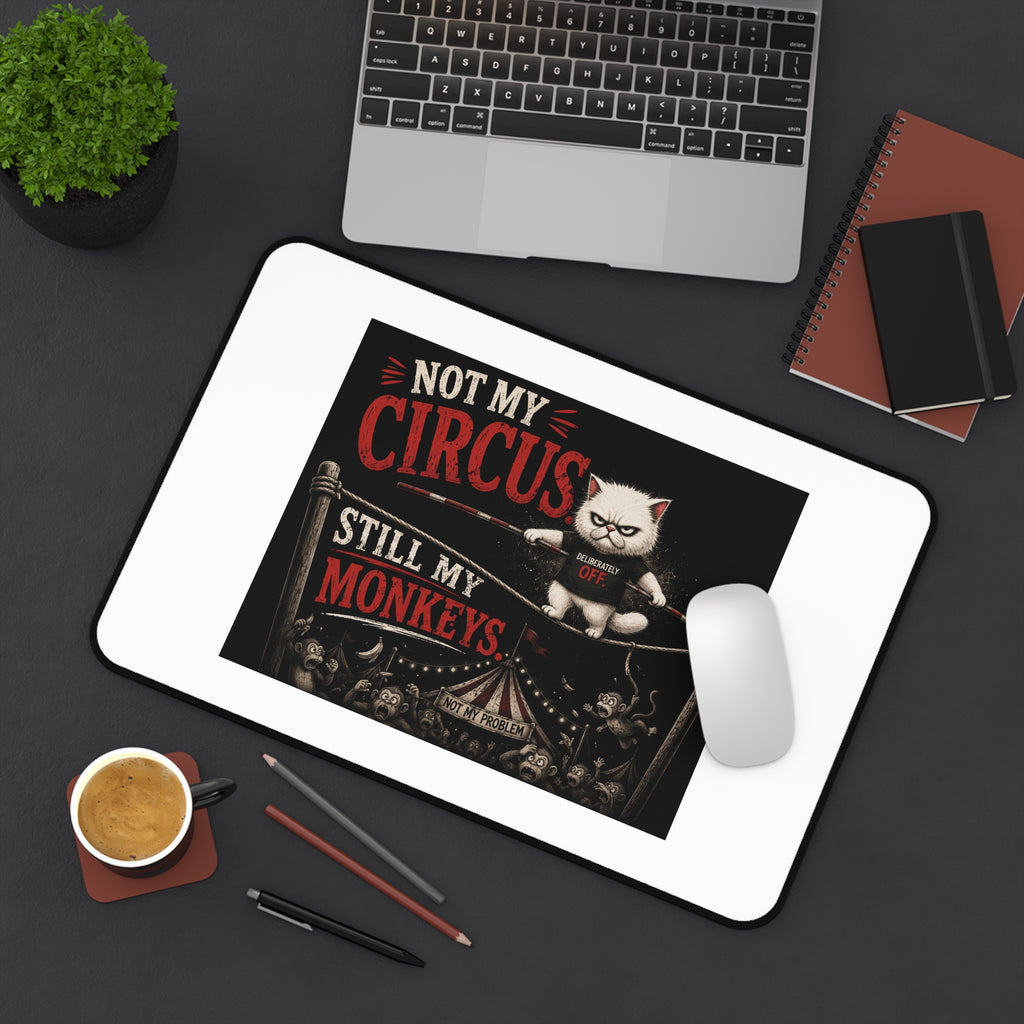 Not My Circus Still My Monkeys Desk Mat – Funny Cat Office Mousepad
