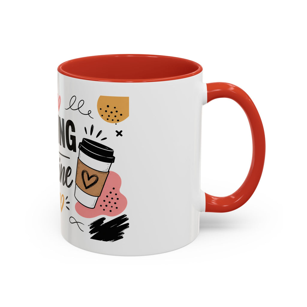 Running on Caffeine Coffee Mug — Funny Inspirational Accent Mug for Coffee Lovers (11/15oz)