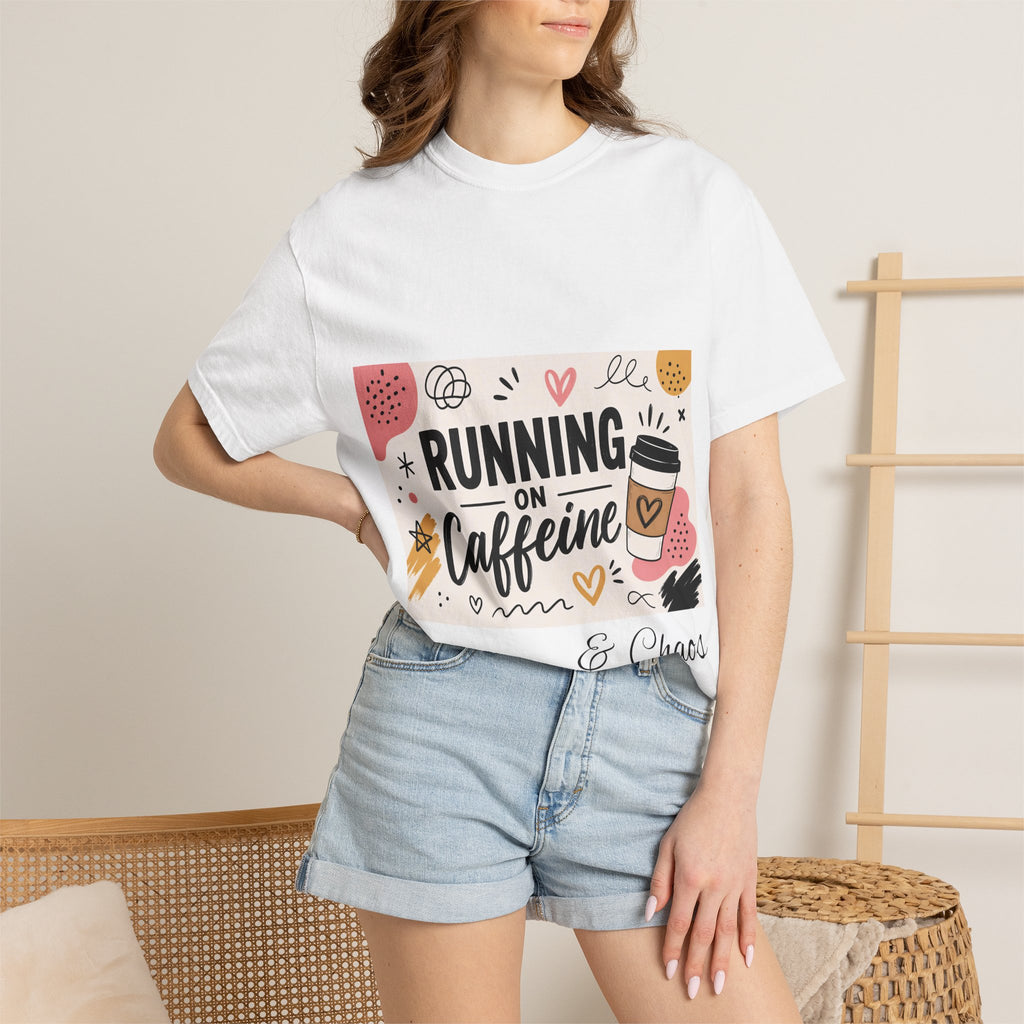 Running on Caffeine T-Shirt — Cute Coffee Graphic Tee for Coffee Lovers