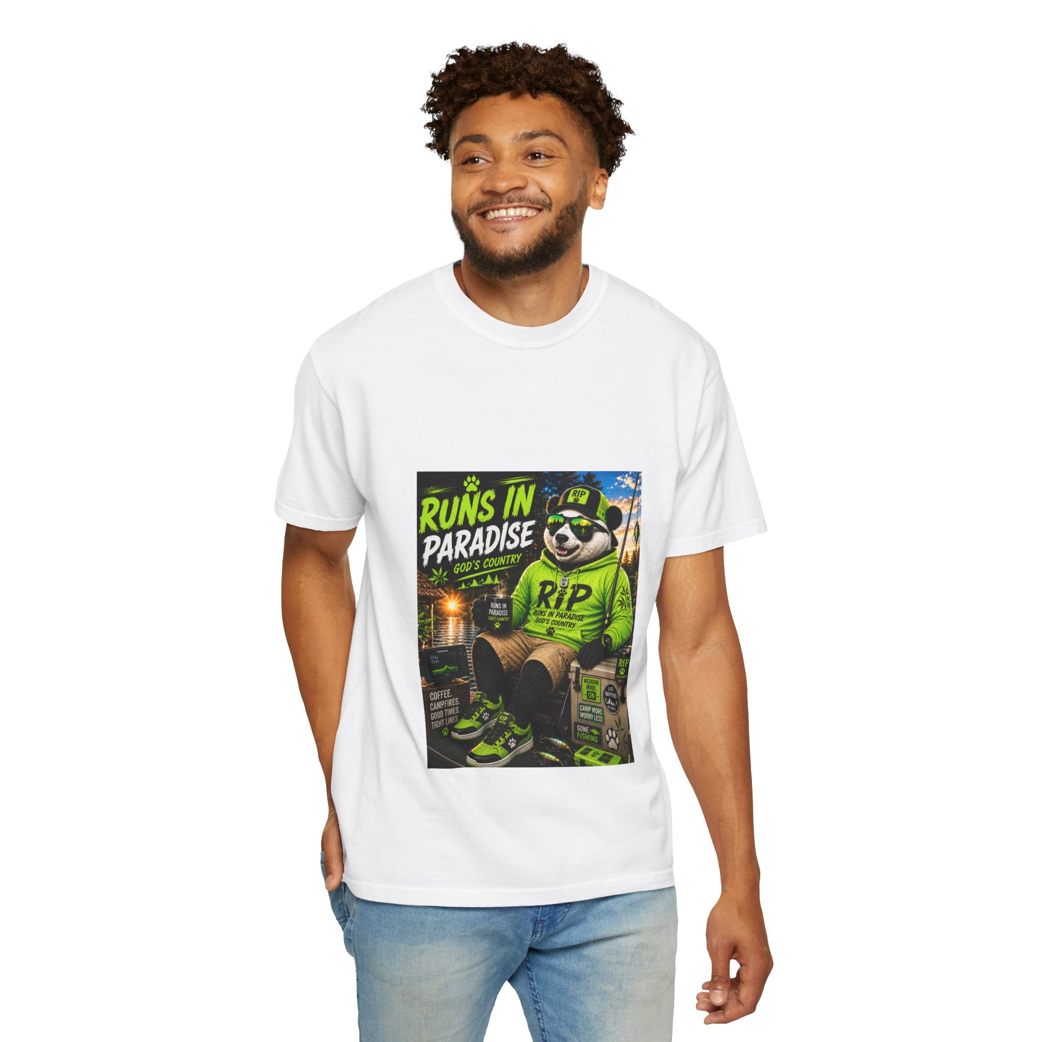 "Runs in Paradise" Graphic T-Shirt — RIP the Panda Bear