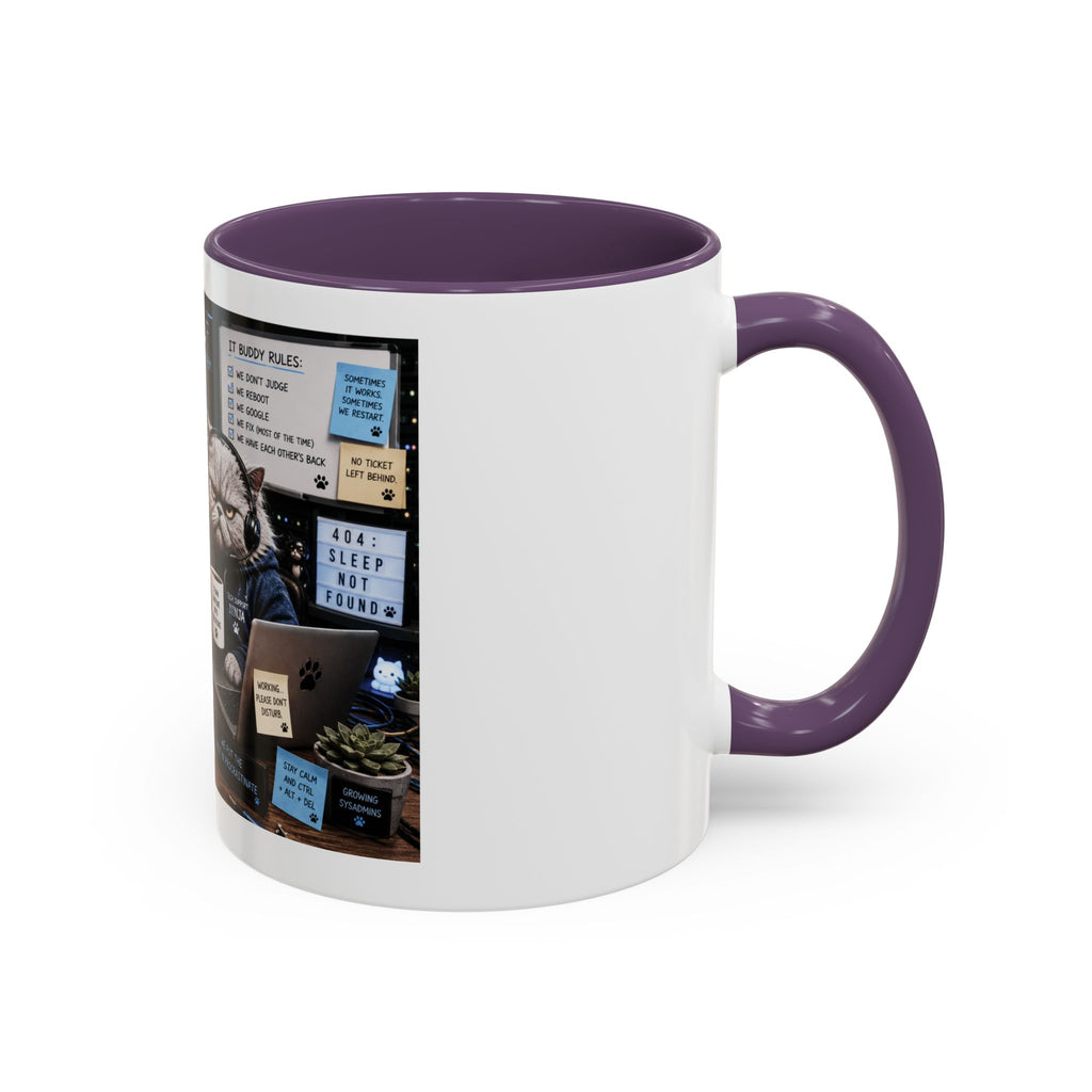 IT Survival Coffee Mug — Funny Cat IT Support Desk Ceramic Accent Mug (11/15oz)
