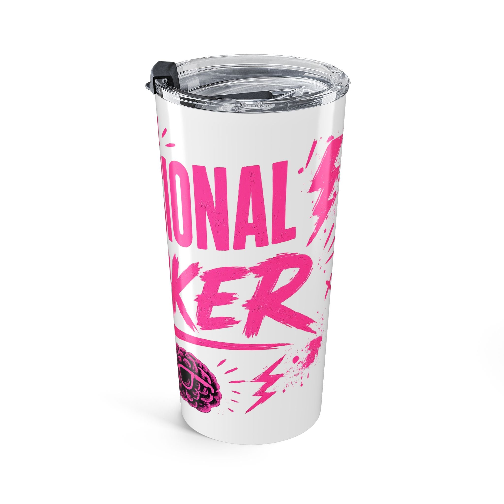 20oz Tumbler — "Professional Thinker" Pink Brain Travel Mug