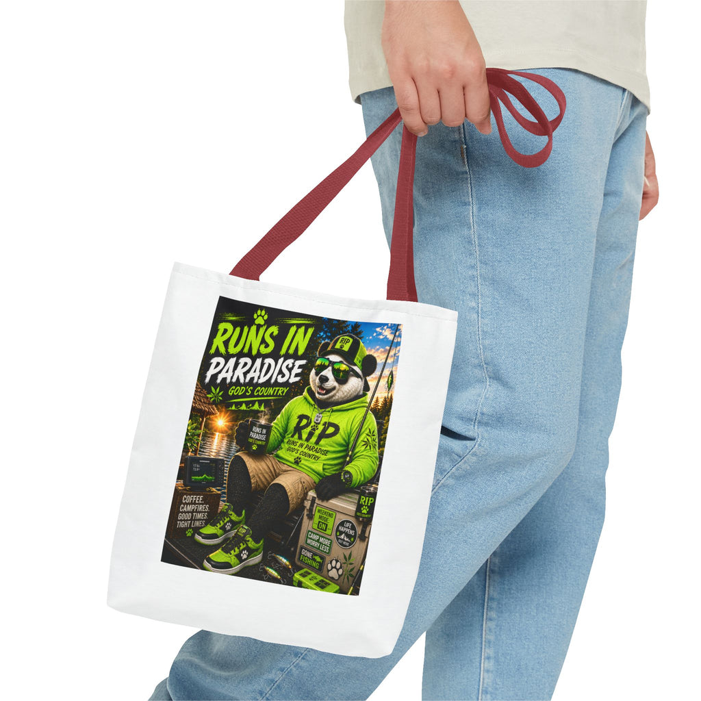 Runs in Paradise Panda Tote Bag — RIP the Panda Bear