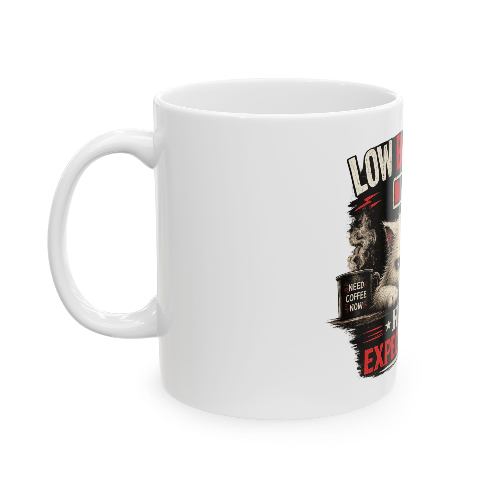 Murphy the Cat "Low Battery, High Expectations" Coffee Mug