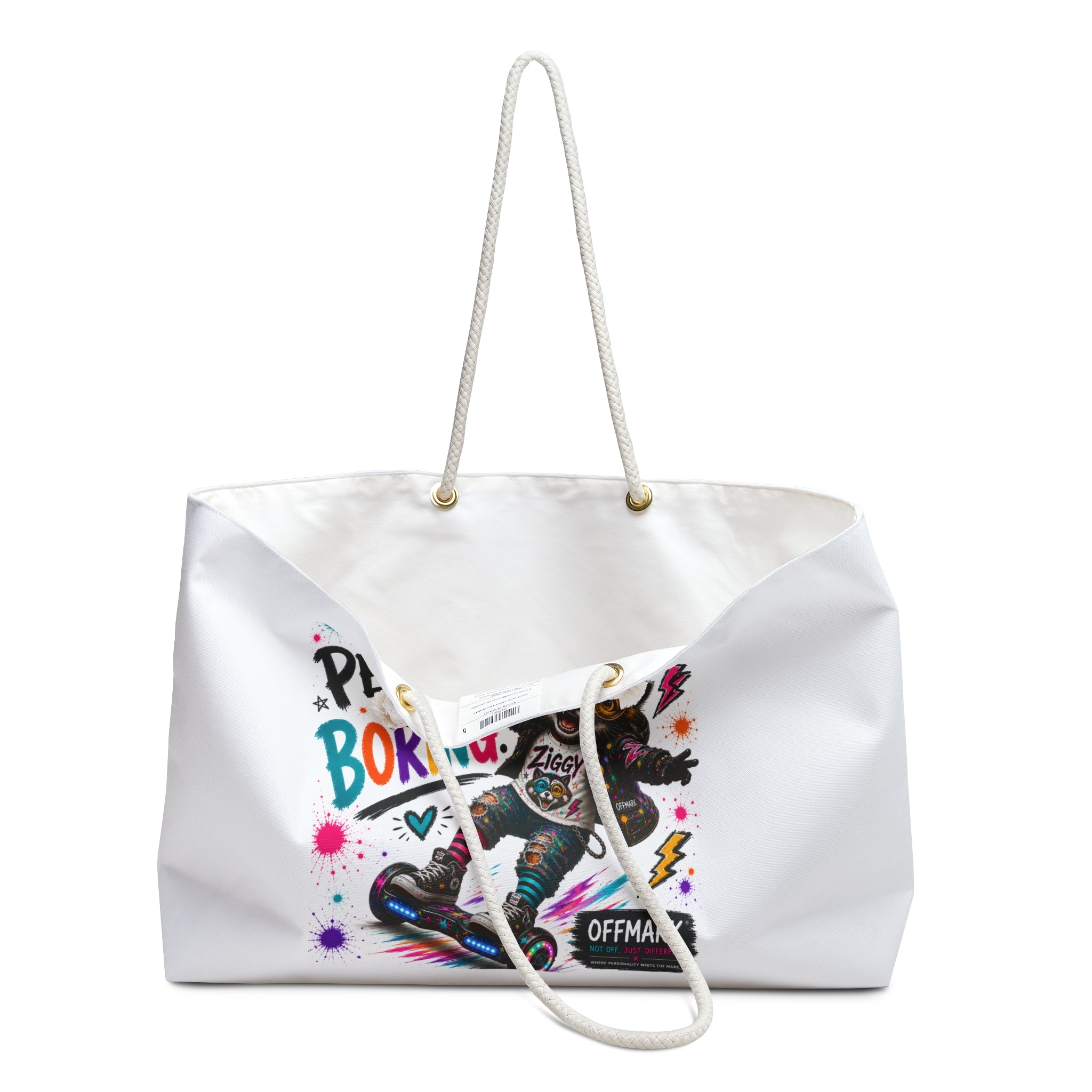 'Perfect Is Boring' Travel Tote Raccoon Graphic