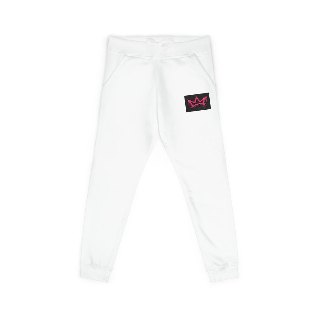Embroidered Crown Fleece Sweatpants — Pink Graffiti Patch