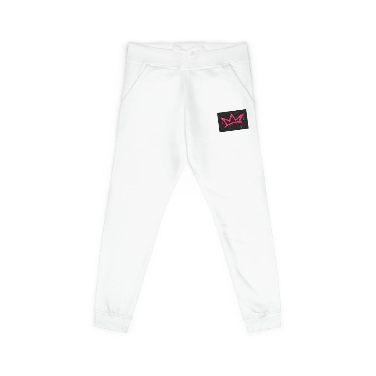 Embroidered Crown Fleece Sweatpants — Pink Graffiti Patch