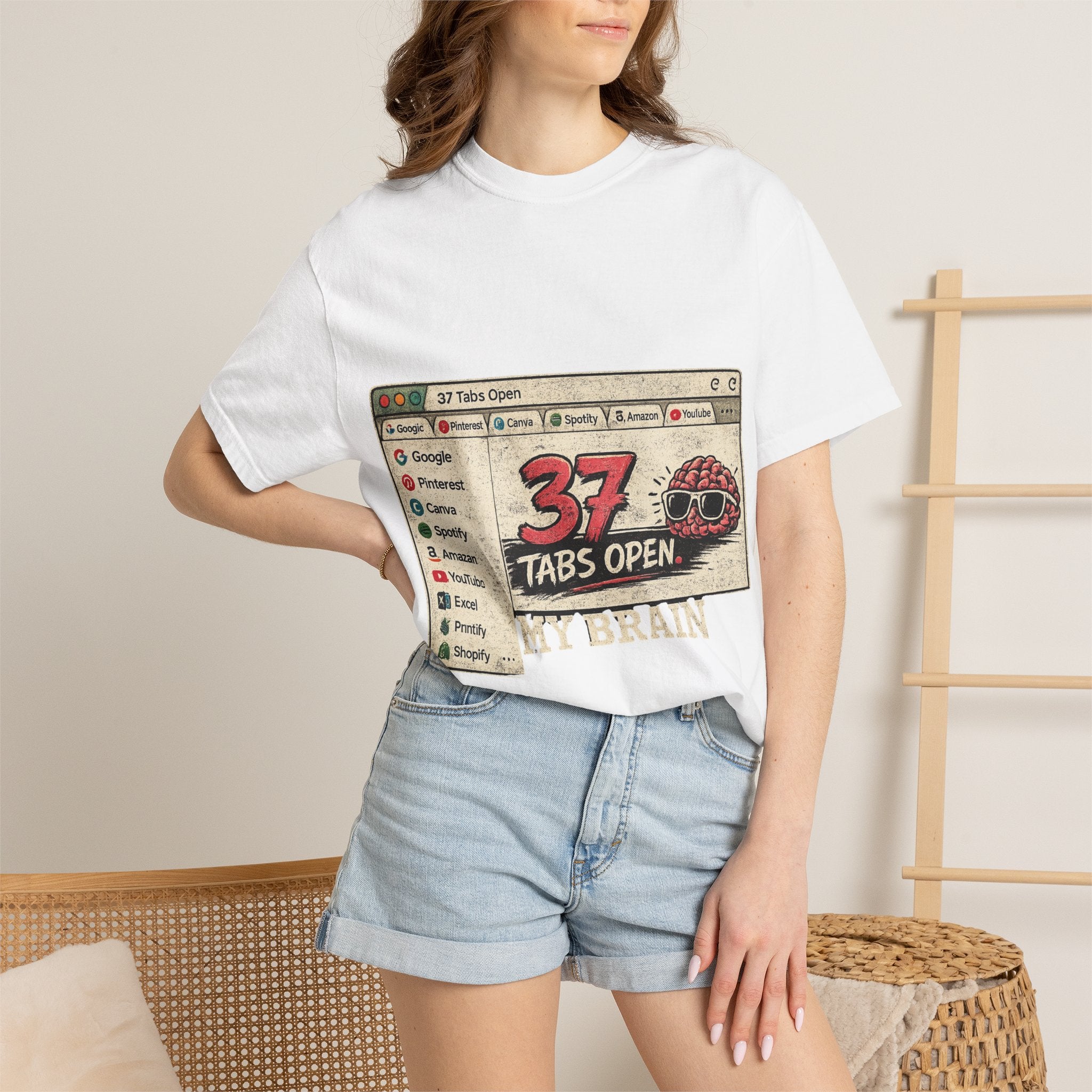 37 Tabs Open T-Shirt — Funny Brain Multitasking Graphic Tee
