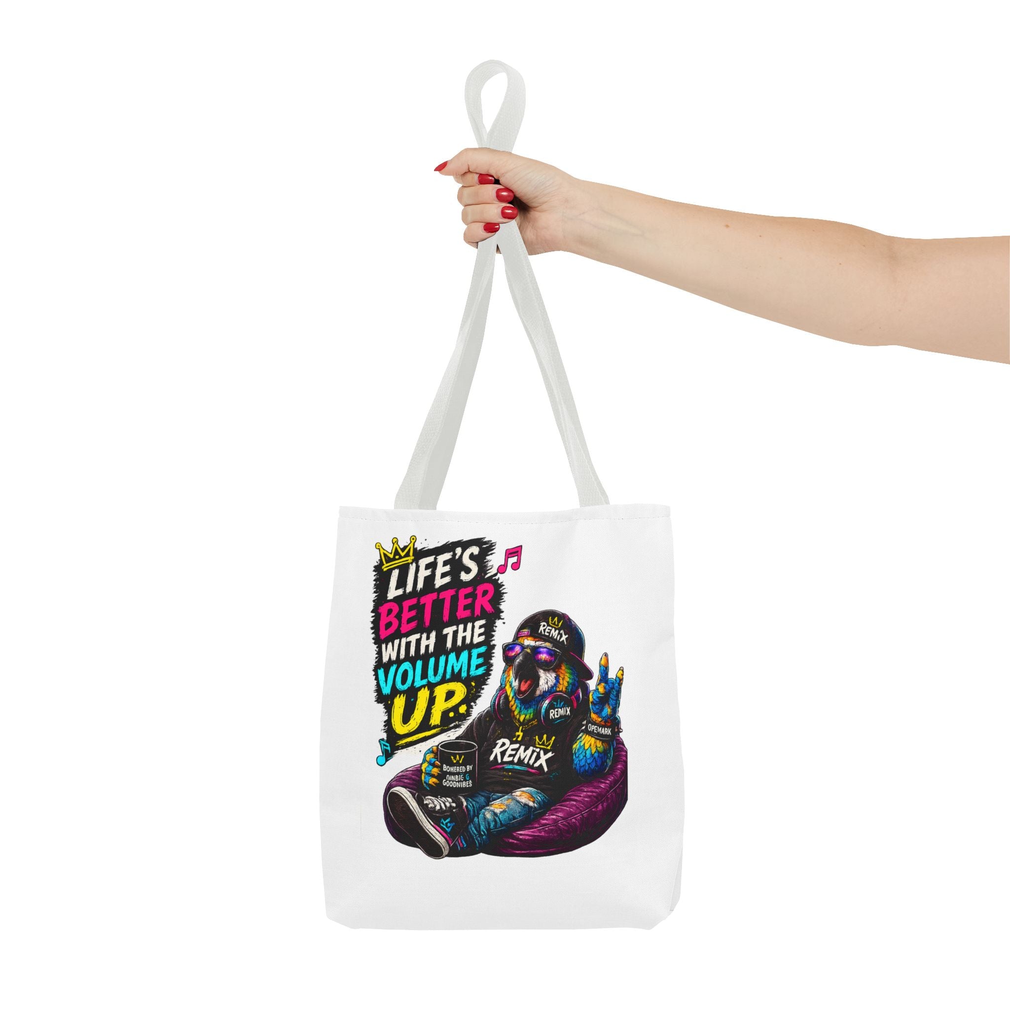 Remix the Parrot "Life is better with the volume up"  Tote