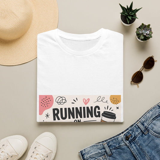 Coffee T‑Shirt — "Running on Caffeine & Chaos" Cute Coffee Lover Tee