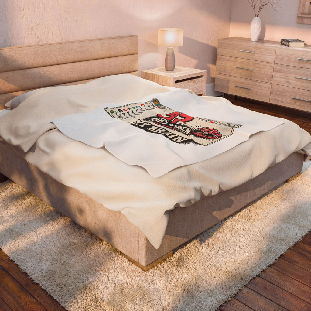 Velveteen Plush Blanket — "37 Tabs Open My Brain" Cozy Novelty Throw for Overthinkers & Students