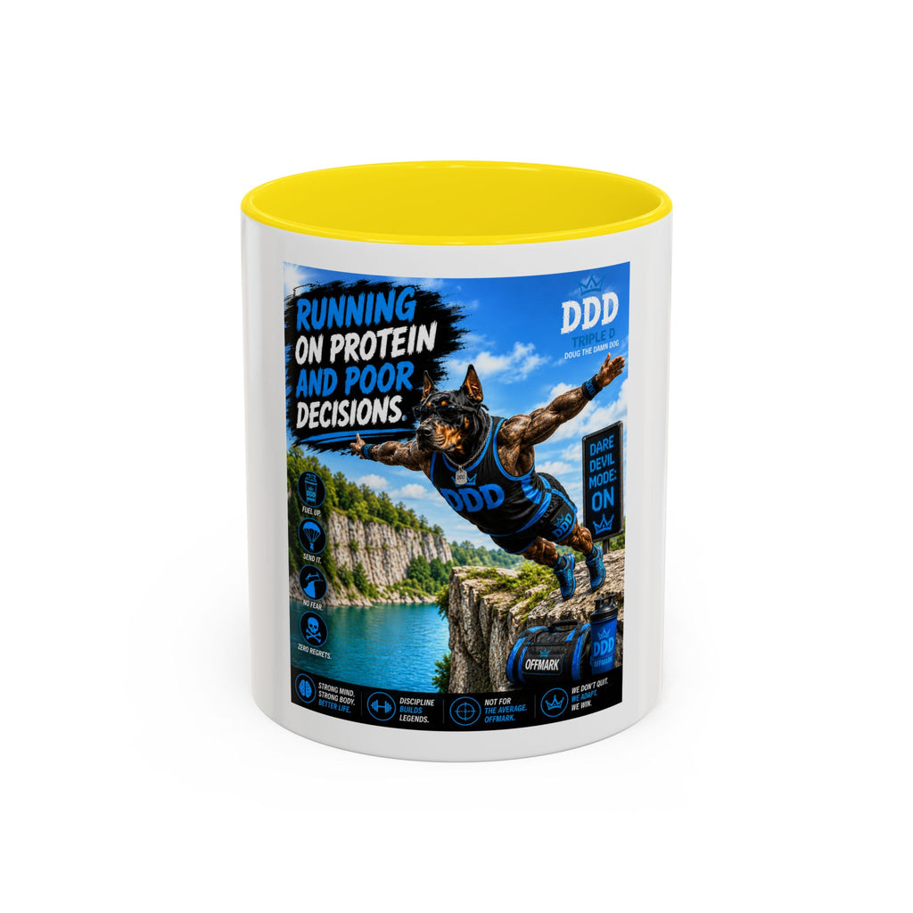 DDD (Doug the Damn Dog) "Running on Protein" Coffee Mug