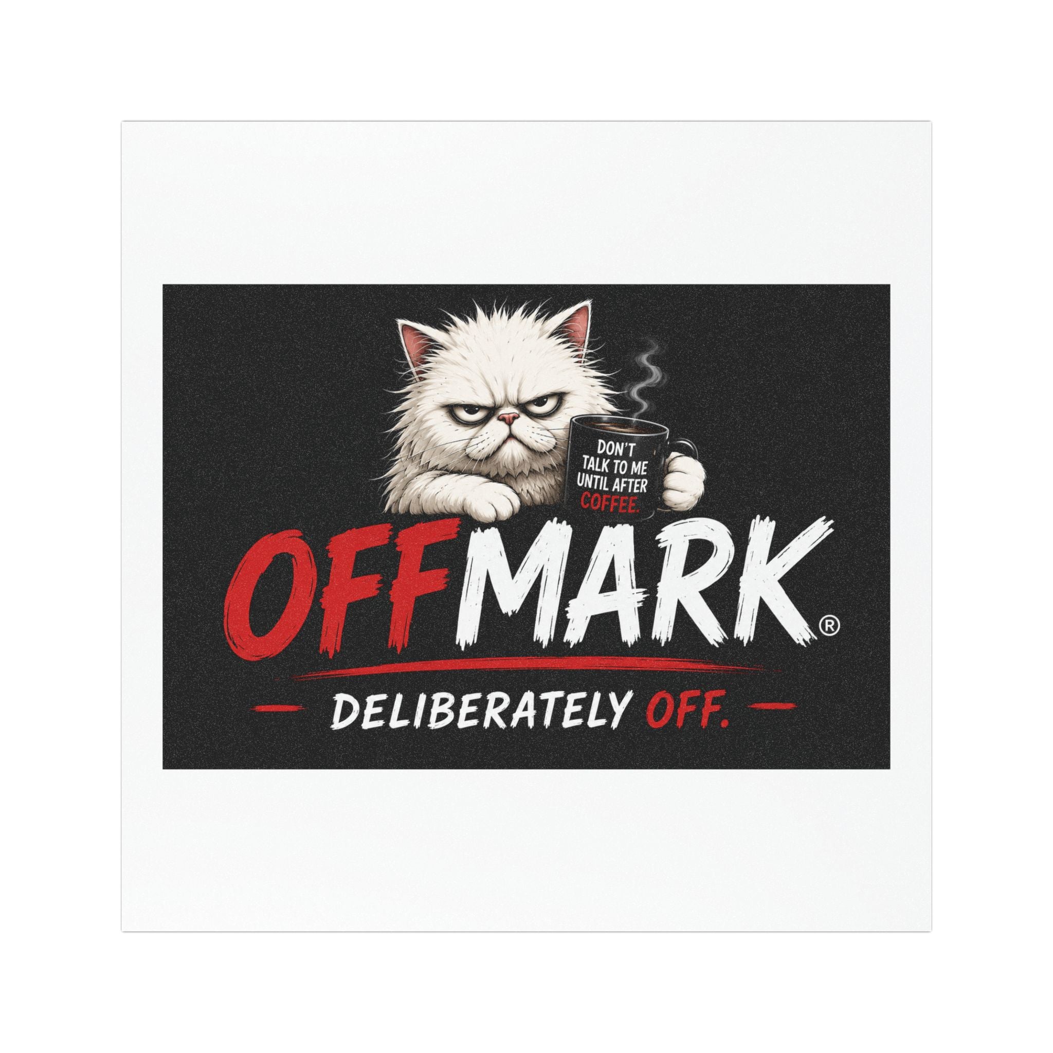 OffMark Cat Car Magnet — “Don’t Talk to Me Until I’ve Had Coffee” Funny Grumpy Cat Magnetic Decal
